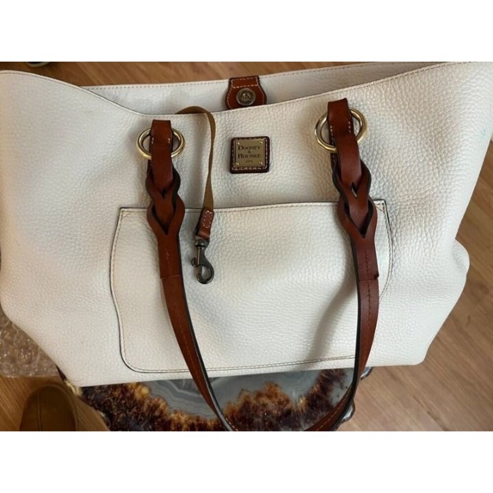 Dooney & Bourke Winter White Leather Big Tote Bag Purse Beautiful ~